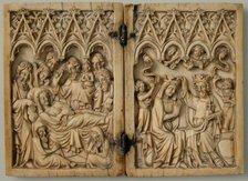 Diptych with Dormition and Coronation of the Virgin, French or South Netherlandish, 14th century. Creator: Unknown.