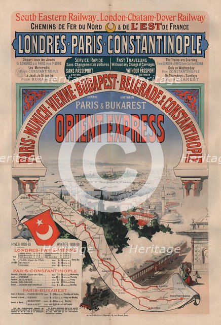 Poster advertising the Orient Express, 1888.
