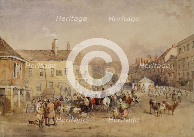 The Market Place, Faringdon, c1830s. Creator: David Cox the Elder.