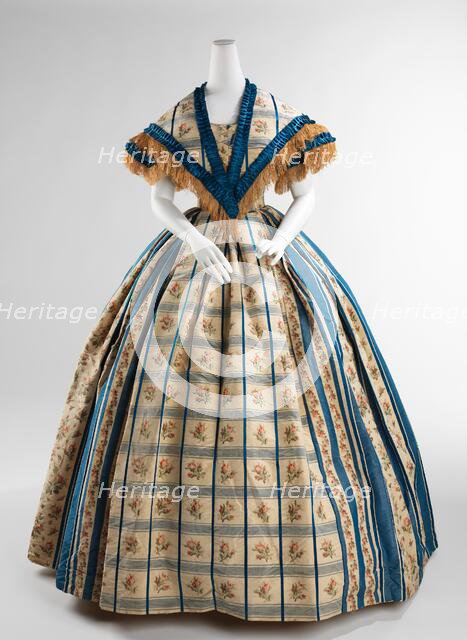 Evening dress, American, 1857-60. Creator: Unknown.