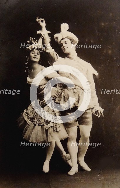 Anna Pavlova and Vaslav Nijinsky in the ballet Le Pavillon d'Armide by Nikolai Tcherepnin, 1907. Artist: Fischer, Karl August (1859-after 1923)