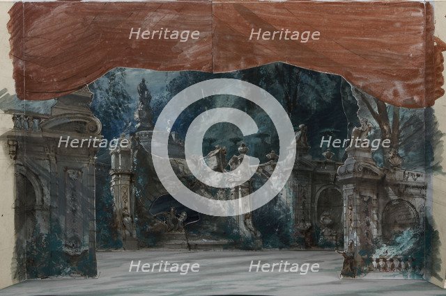 Set design for the Opera Don Carlos by Giuseppe Verdi. Paris, Théâtre de l'Opéra-Le Peletier, 11.03.