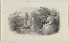 Banknote vignette with a family in a garden, ca. 1824-37. Creator: Attributed to Asher Brown Durand.