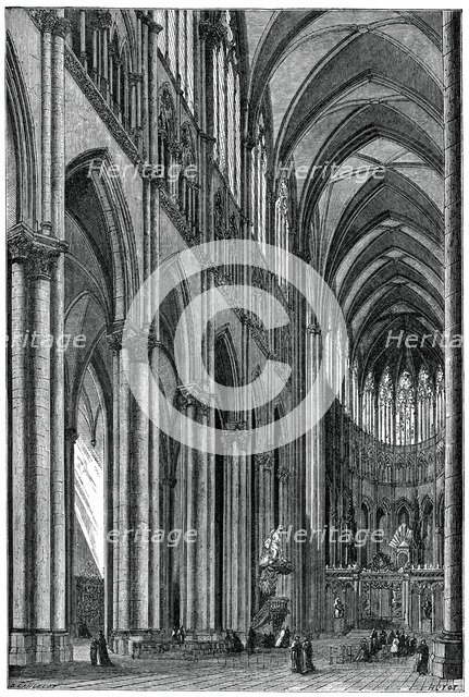 Interior of Amiens Cathedral, France, 13th century, (1870).  Creator: Jules Jean Marie Joseph Huyot.