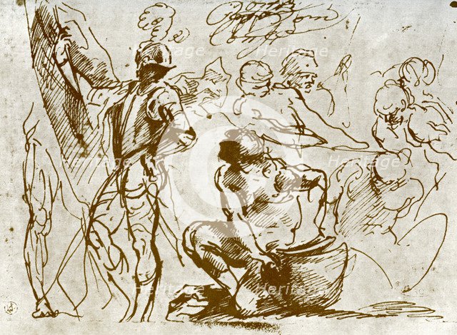 A page of sketches, by Titian. Artist: Titian