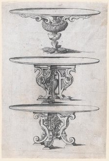 Three Round Table Designs, 1565-70. Creator: Jacques Androuet Du Cerceau.