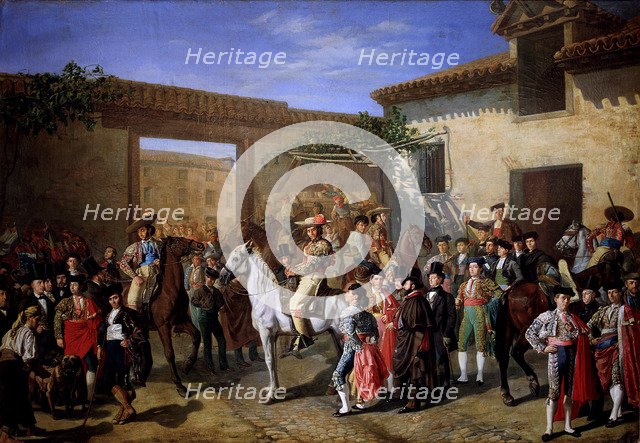 Horses Courtyard in the Old Bullfighting square of Madrid, 1853', oil on canvas.