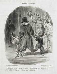 Oh! Papa, Papa...v'là un beau polichenelle.., 1851. Creator: Honore Daumier.
