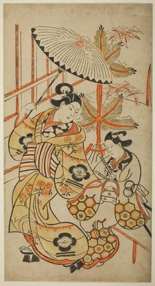 The Actors Matsumoto Hyozo as a courtesan and Nakagawa Hanzaburo as a young man, c. 1700. Creator: Torii Kiyonobu I.
