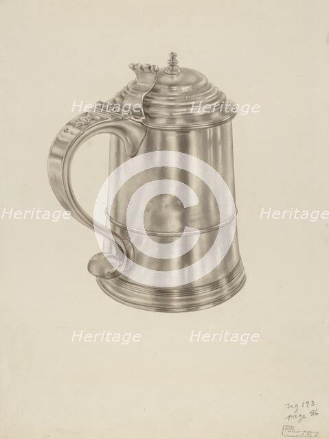 Silver Tankard, c. 1938. Creator: Palmyra Pimentel.