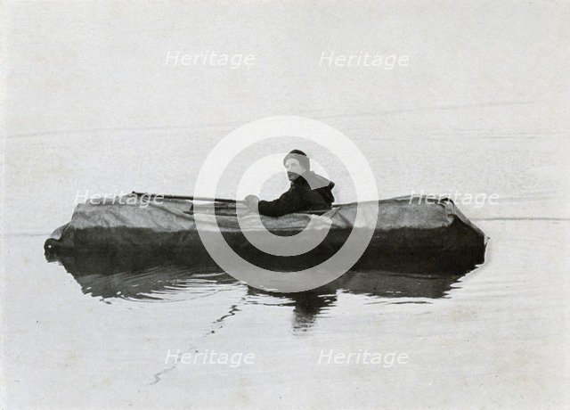'Campbell Afloat in a Kayak', 1911, (1913). Artist: G Murray Levick.