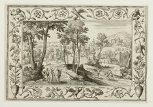The Journey to Emmaus, from Landscapes with Old and New Testament Scenes and Hunting Scenes, 1584. Creator: Adriaen Collaert.