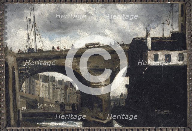 The Notre-Dame bridge and pump, 1825. Creator: Louis-Godefroy Jadin.