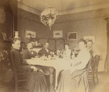 A meal with friends in the drawing room, Dom Smith, Vladivostok, Russia, (1899?). Creator: Frederick S. Pray.