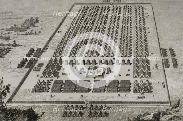A Roman camp at the time of the Roman invasion of Spain, 1852.  Creator: Antonio Roca Sallent.