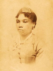 Portrait of unidentified young woman wearing ribbon on head, c1880-c1889. Creator: JW Perkins.