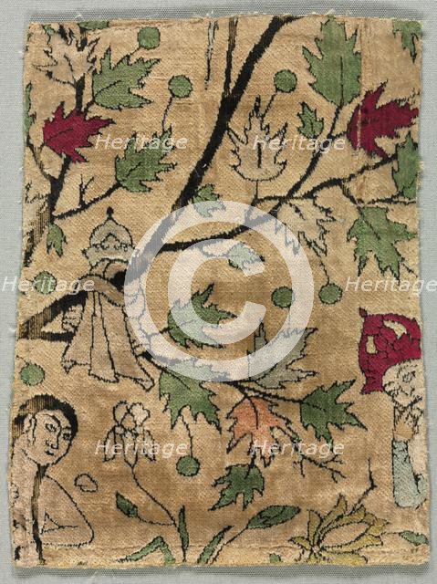 Velvet Fragment, Khusrau Sees Shirin Bathing, 1550-99. Creator: Unknown.