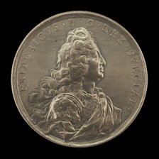 Frederick I, 1676-1751, King of Sweden 1720 [obverse], 1731. Creator: Johann Karl Hedlinger.