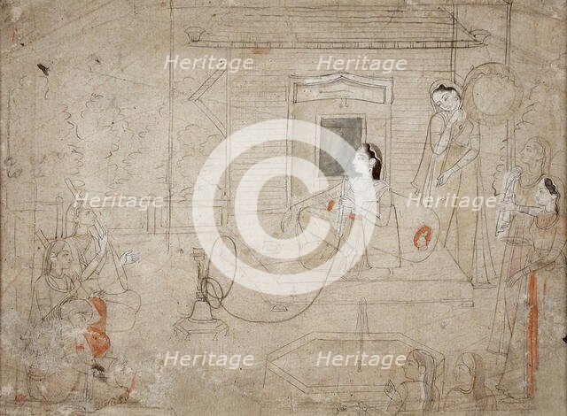 Maharani Mandial of Guler at Leisure, between c1760 and c1770. Creator: Unknown.