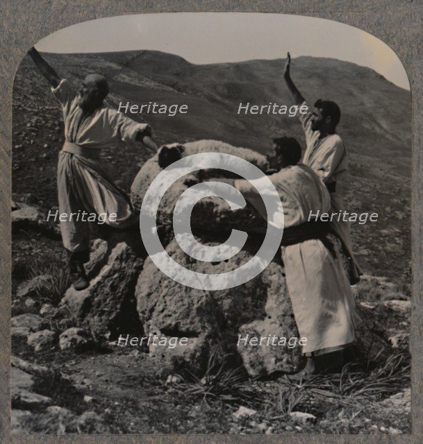 'Offering sacrifice of lamb on Altar, Moreh', c1900. Artist: Unknown.