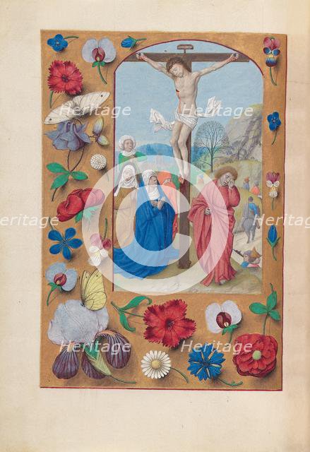 Hours of Queen Isabella the Catholic, Queen of Spain: Fol. 72v, Crucifixion, c. 1500. Creator: Master of the First Prayerbook of Maximillian (Flemish, c. 1444-1519); Associates, and.