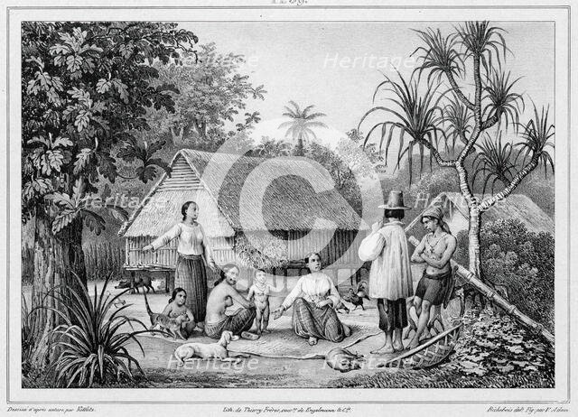 Dwelling at Guam, Mariana Islands, 19th century. Creators: Friedrich Heinrich Kittlitz, Victor Adam, Louis-Pierre-Alphonse Bichebois, Godefroy Engelmann.