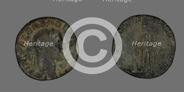 Sestertius (Coin) Portraying Emperor Severus Alexander, 232. Creator: Unknown.