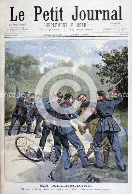 A brawl between German soldiers and Bavarian officers, Germany, 1898. Artist: F Meaulle