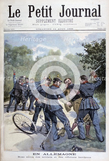 A brawl between German soldiers and Bavarian officers, Germany, 1898. Creator: F Meaulle.