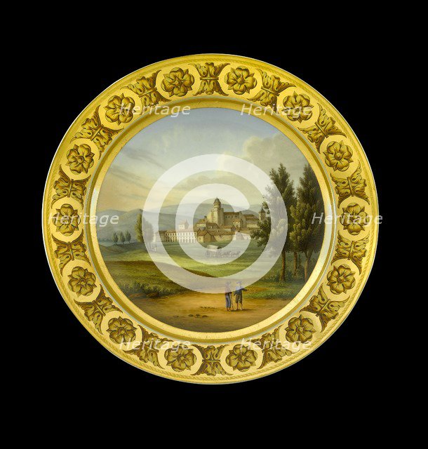 Dessert plate depicting the battlefield of Vitoria, Spain, 1810s. Artist: AJ Photographics.