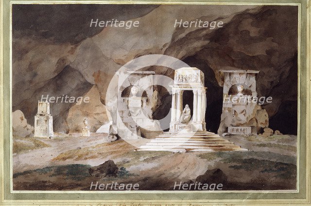 Old cemetery. Stage design for a theatre play, 1790.  Artist: Henry Hudfield