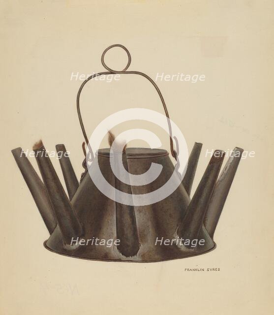 Lard Oil Lamp, c. 1940. Creator: Franklyn Syres.