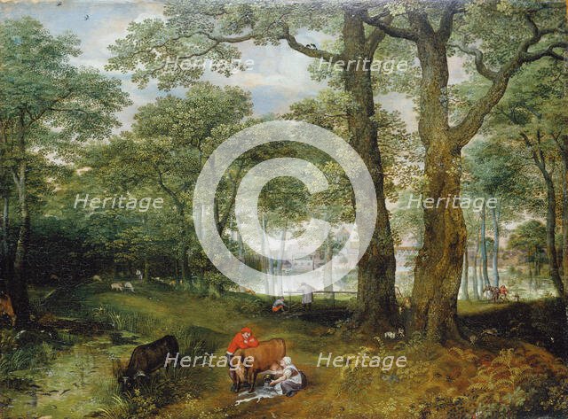 Animals Grazing beneath Trees, 1573. Creator: Lucas van Valckenborch.