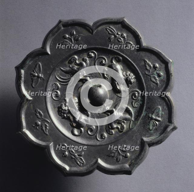 Octafoil Mirror with Paired Phoenixes and Animals, late 7th-early 8th century. Creator: Unknown.