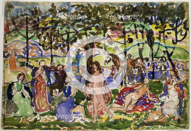 Park Scene, ca. 1915-1918. Creator: Maurice Brazil Prendergast.