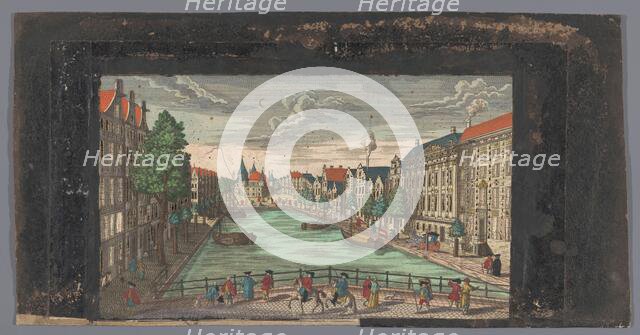 View of the Kloveniersburgwal and the Waag on the Nieuwmarkt in Amsterdam, 1700-1799. Creator: Anon.