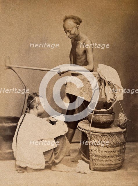 Singapore: a Chinese soup seller, c1880. Creator: John Edmund Taylor.