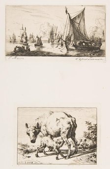 South Sea Fishers; Ewe with Two Lambs, 1850. Creator: Charles Meryon.
