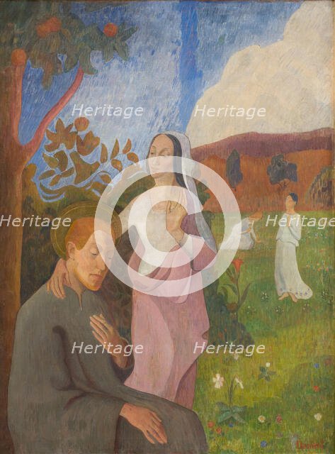 Decorative Picture. The Vision of Saint Francis with the Three White Virgins, 1892. Creator: Gad Frederick Clement.