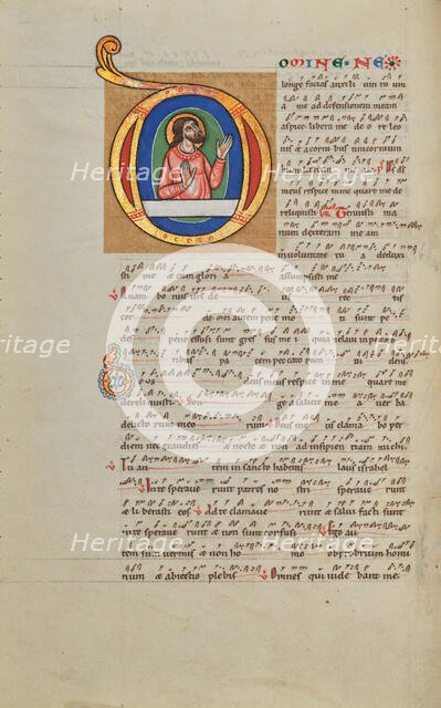 Initial D: David in Prayer; Stammheim Missal, probably 1170s. Creator: Unknown.