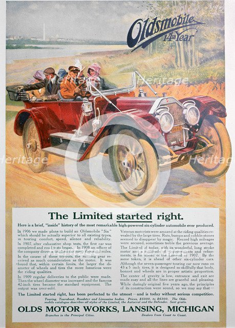 Oldsmobile car advert, 1911. Artist: Unknown