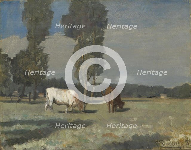 French Landscape with Cattle, 1881. Creator: Christian Skredsvig.
