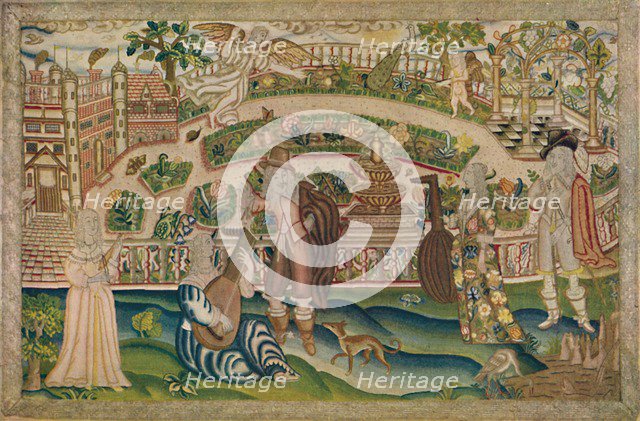 'A Garden Scene - Petit-Point Picture of the Period of Charles I', early 17th century, (1928). Artist: Unknown.
