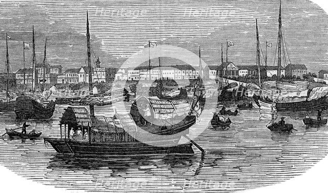 European factories at Canton (Guangzhou), China, c1875. Artist: Unknown