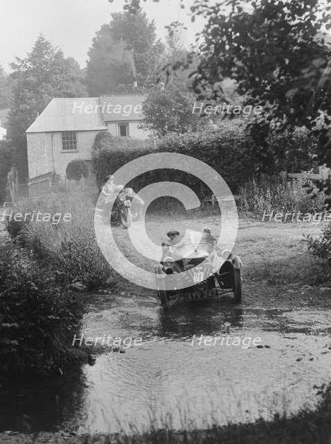 Morgan 3-wheeler, B&HMC Brighton-Beer Trial, Windout Lane, near Dunsford, Devon, 1934. Artist: Bill Brunell.