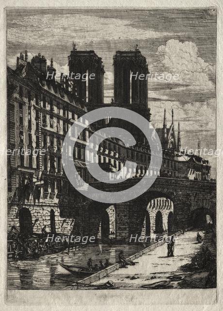 Etchings of Paris: The Little Bridge, 1850. Creator: Charles Meryon (French, 1821-1868).