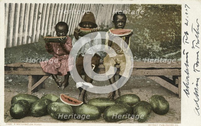 A Watermelon Feast, 1903 - 1904. Creator: Detroit Publishing Company.