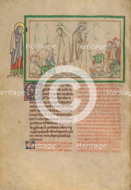 The Two Witnesses Preaching; Dyson Perrins Apocalypse, about 1255-1260. Creator: Unknown.