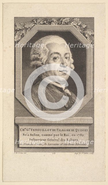 Portrait of Charles George Fenouillot de Falbaire de Quingey, 1787. Creator: Augustin de Saint-Aubin.