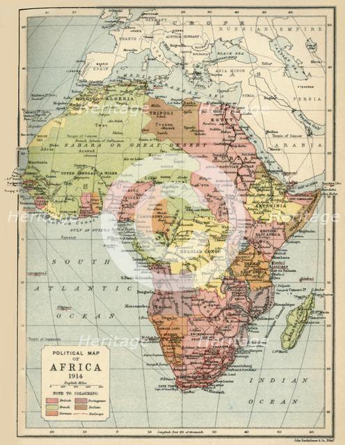 'Political Map of Africa, 1914', (1920). Creator: John Bartholomew & Son.